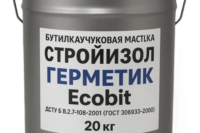 СтройІзол-Герметик Ecobit - бутилкаучукова мастика для швів 20 кг- фото № 1
