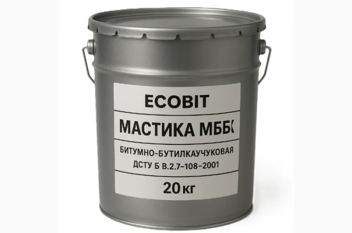 Мастика МББК Ecobit битумно-бутилаучуковая холодная 20 кг ГОСТ 30693-2000- фото № 1
