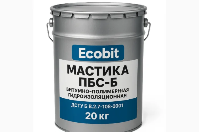 Полімерно-бітумна мастика ПБС-Б Ecobit 20 кг для покрівлі та захисту конструкцій- фото № 1