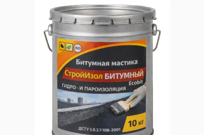 Битумная мастика СтройИзол ЭКОБИТ 10 кг для гидроизоляции- фото № 1