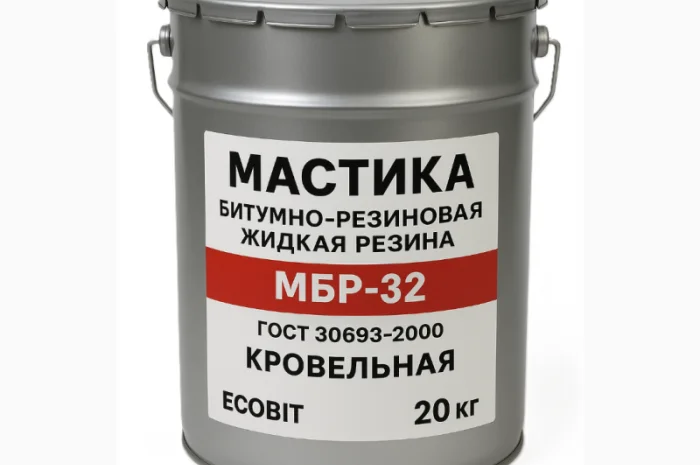 Мастика битумная жидкая резина МБР-32 Ecobit - кровельная, 20 кг- фото № 1