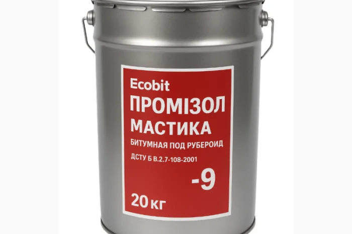 Мастика под рубероид ПРОМИЗОЛ Ecobit -9 для кровли и гидроизоляции 20 кг- фото № 1