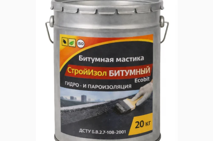 Битумная мастика СтройИзол ЭКОБИТ 20 кг для гидроизоляции- фото № 1
