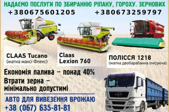 Збирання зернових та ріпаку з технікою CLAAS- фото № 1