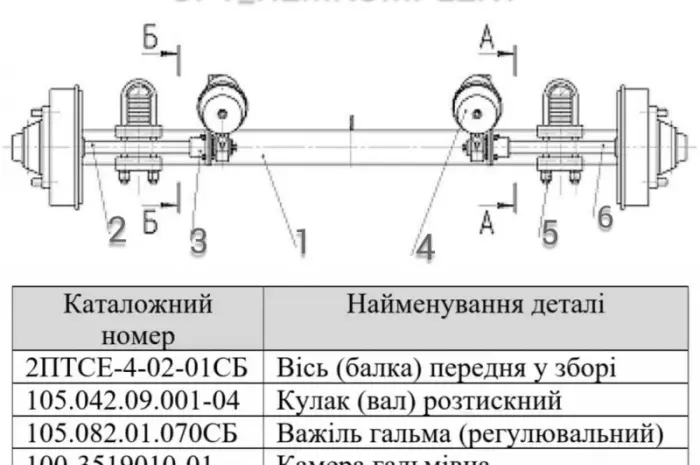 Камера тормозная 2ПТС-4 100-3519010-01. Ось (балка) 2ПТС-4 2ПТСЕ-4-02-01СБ- фото № 2