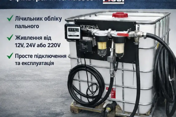 Міні автозаправна станція з єврокубом на 1000 л і насосом PIUSI- фото № 1