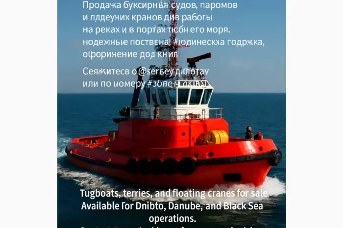 New tugboat with crane is designed for river-sea and Black Sea routes- фото № 1