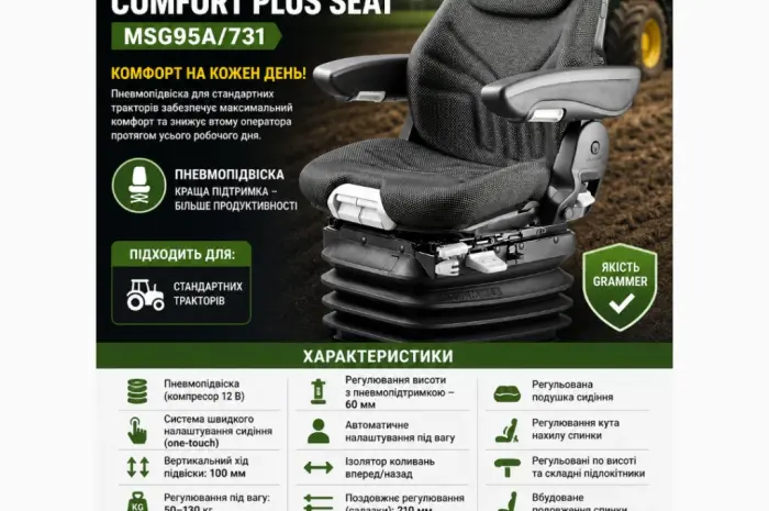 Сиденья GRAMMER Maximo / Actimo / Primo пневмо и механика | Подбор под вашу технику- фото № 2