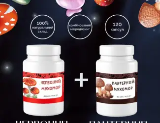 Зображення для оголошення Мухомор Червоний 0.5г/60шт + Мухомор Пантерний 0.5г/60шт. Комплект капсул