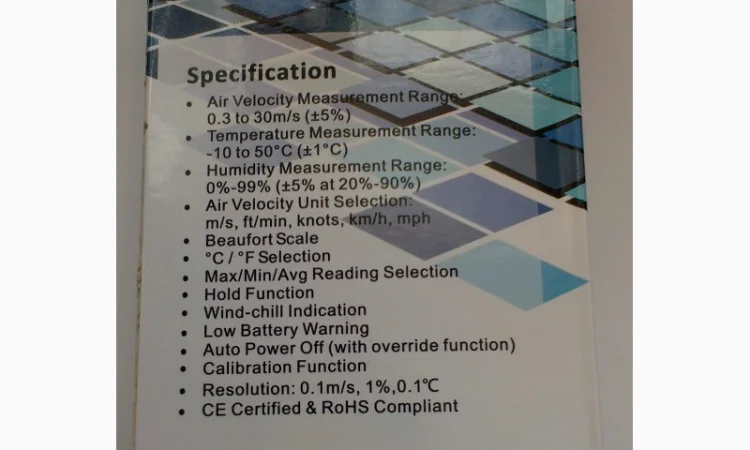 Анемометр термо-гигрометр 3 в 1 SR5803 ( 2178 ) (0, 3-30 м/с) (0%-99%) (-10 to 50& 186; C) - фото № 2