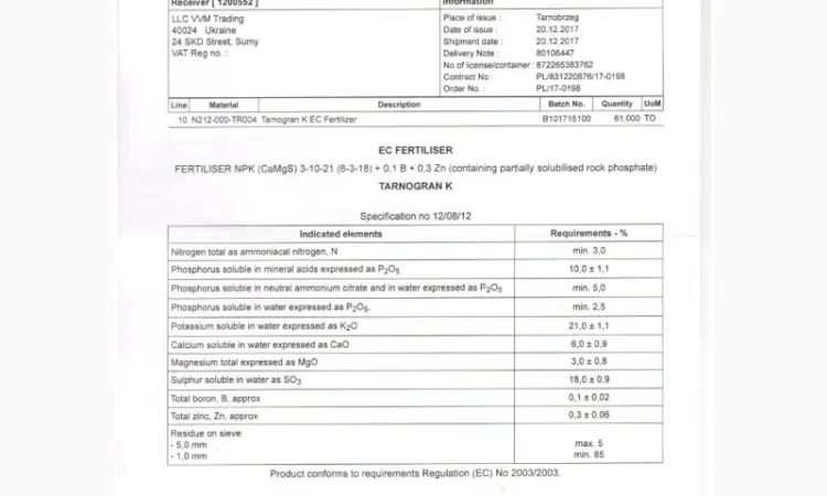 Tarnogran-К NPK (CaMgS) 3-10-21-(6-3-18) B - фото № 3
