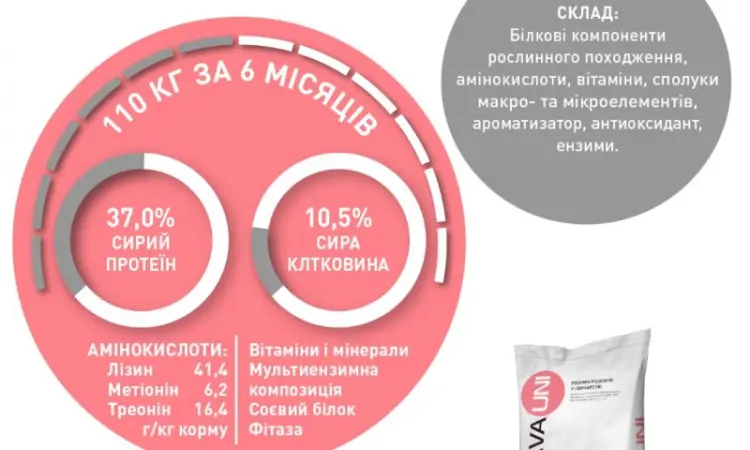 Добавка до комбікорму БМВД для свиней 30-65кг AVA UNI Фініш 10% - фото № 4