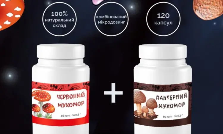 Мухомор Красный 0.5г/60шт + Мухомор Пантерный 0.5г/60шт. Комплект капсул - фото № 1