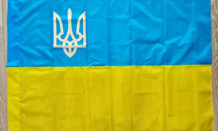 Прапор України, жовто-блакитний з Гербом, розмір: 150х90 см, прапор України - фото № 4