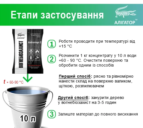 Вогнебіозахист для дерева Алігатор-2 (концентрат 1:10) 1 кг - фото № 6