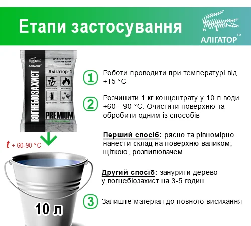 Вогнебіозахист для дерева Алігатор-1 (концентрат 1:10) 1 кг - фото № 5