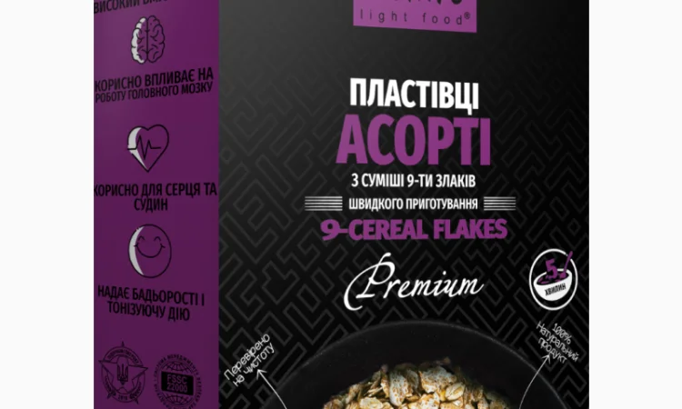 Пластівці "Асорті" з суміші 9- ти злаків швидкого приготування - фото № 1