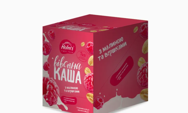 Каша вівсяна з малиною та вершками 480 г (12 шт.) - фото № 1