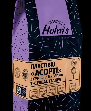Пластівці Асорті 7 злаків ТМ «Holm’s» – крафт пакет 500 г - фото № 1