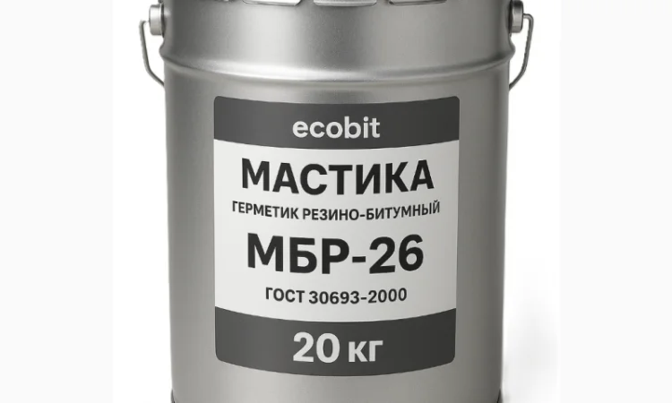 Герметик резино-битумный МБР-26 Ecobit ГОСТ 30693-2000 Кровельный 20 кг - фото № 1
