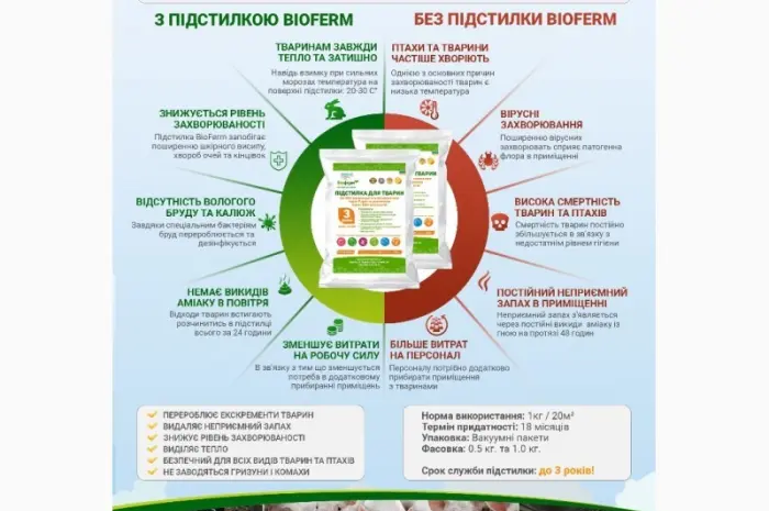 1 кг 1500 грн Ферментационная подстилка для животных и птиц Биоферм- фото № 1