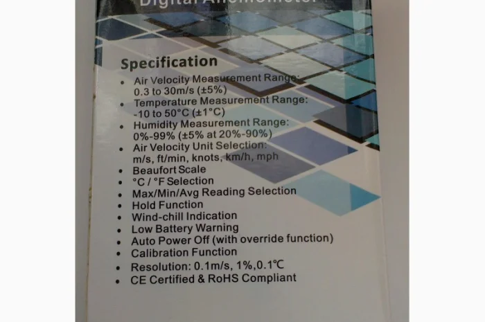 Анемометр термо-гигрометр 3 в 1 SR5803 ( 2178 ) (0, 3-30 м/с) (0%-99%) (-10 to 50& 186; C)- фото № 2