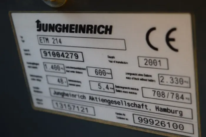Штабелер-ричтрак Jungheinrich ETM 214, батарея 2010 г., 1400 кг, 5300 мм подъем- фото № 8