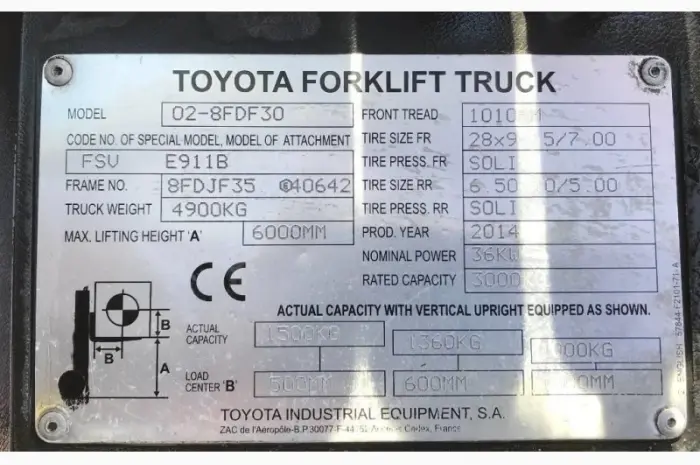 Дизельный погрузчик 3т., TOYOTA 8FDF30, 3т., 2014г., 3905 м/ч! 6 метров подъем- фото № 10
