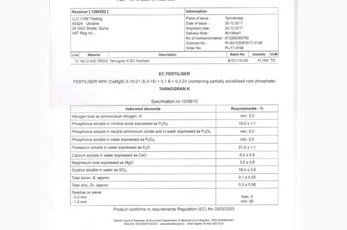 Tarnogran-К NPK (CaMgS) 3-10-21-(6-3-18) B- фото № 3