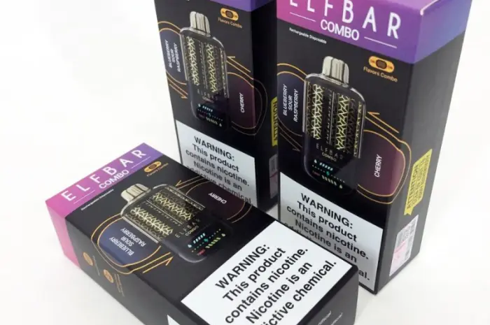 Электронка ELFBAR Combo 25000 тяг. Перемикання смаків:Чорниця-Кисла Малина<=>Вишня- фото № 3