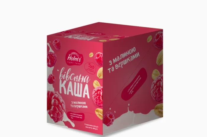 Каша вівсяна з малиною та вершками 480 г (12 шт.)- фото № 1