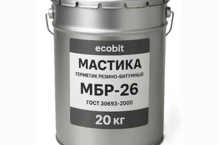 Герметик резино-битумный МБР-26 Ecobit ГОСТ 30693-2000 Кровельный 20 кг- фото № 1