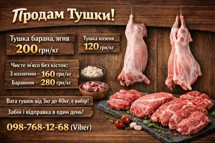 Туша, мясо, баранина, ягненок, козлятина, козленок.- фото № 1