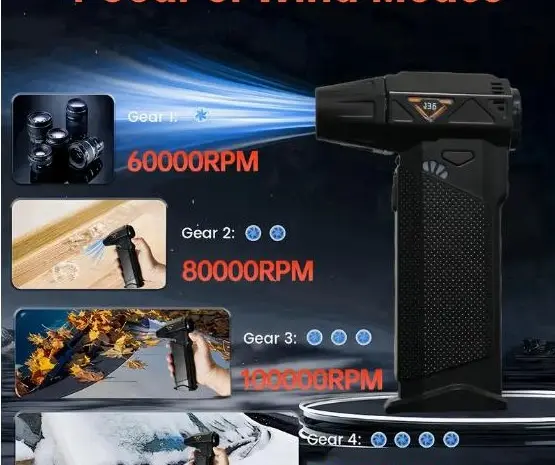Портативний турбовентилятор 200 000 об/хв із LED-підсвічуванням- фото № 6